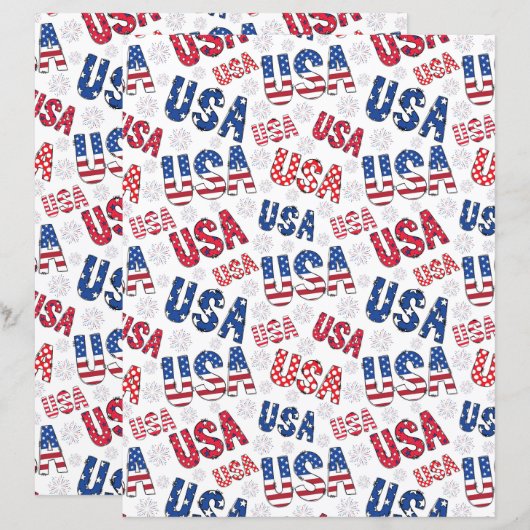 USA 250th 4th of July Anniversary Scrapbook Paper (正面/裏面)