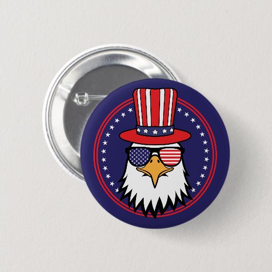 USA 250th 4th of July Patriotic Eagle  缶バッジ (正面&裏面)