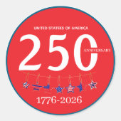 USA 250th Anniversary 1776-2026 Patriotic  ラウンドシール (正面)