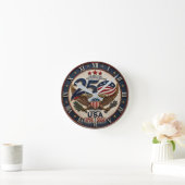 USA 250th Anniversary 1776–2026 Patriotic Bald ラウンド壁時計 (ホーム)