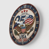 USA 250th Anniversary 1776–2026 Patriotic Bald ラージ壁時計 (傾斜)