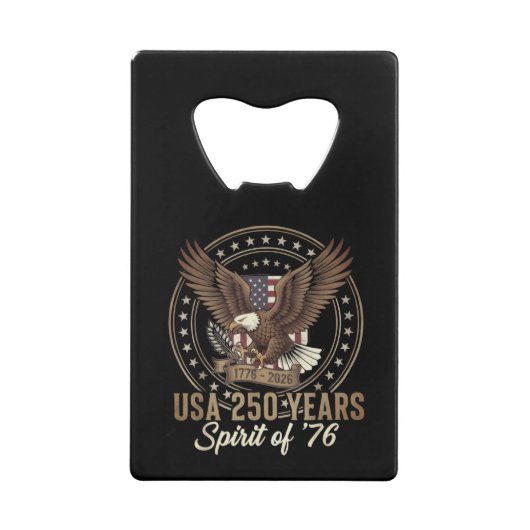USA 250th Anniversary – America 1776–2026 クレジットカード栓抜き (正面)