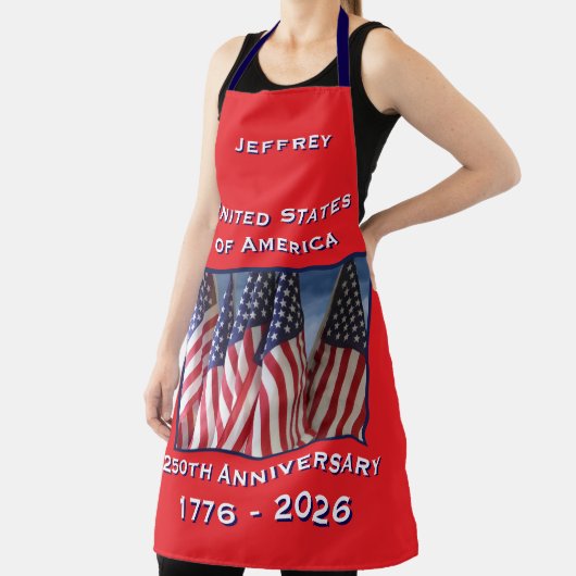 USA 250th Anniversary American Flags Patriotic エプロン (インサイチュ)