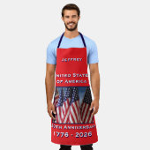 USA 250th Anniversary American Flags Patriotic エプロン (着用した状態)