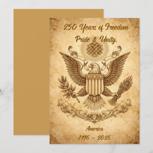 USA 250th Anniversary American Flags Patriotic  シーズンカード (正面/裏面)