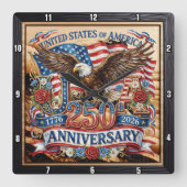 USA 250th Anniversary Commemorative スクエア壁時計 (正面)