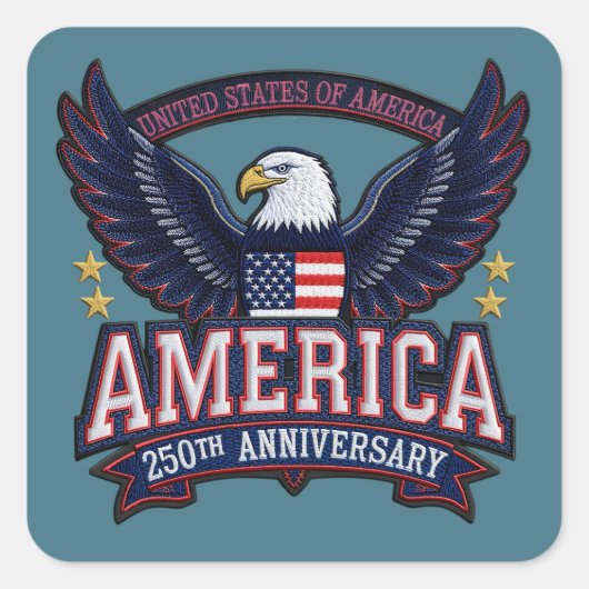 USA 250th Anniversary Eagle Patriotic Sticker スクエアシール (正面)