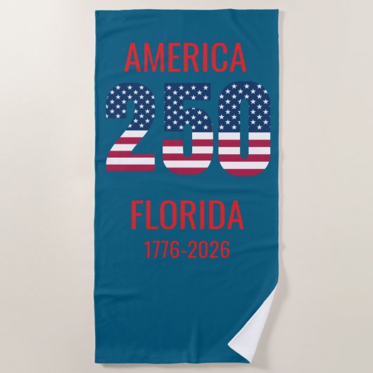 USA 250th Anniversary Florida Stars Stripes Beach  ビーチタオル (正面)