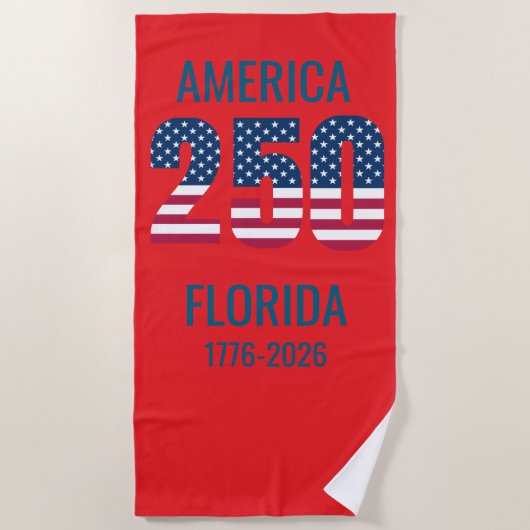USA 250th Anniversary Florida Stars Stripes Beach  ビーチタオル (正面)