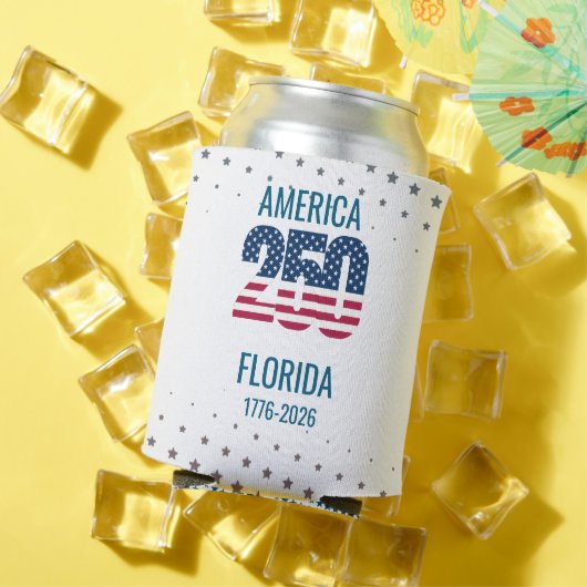 USA 250th Anniversary Florida Stars Stripes Beach  缶クーラー (インサイチュ 夏)