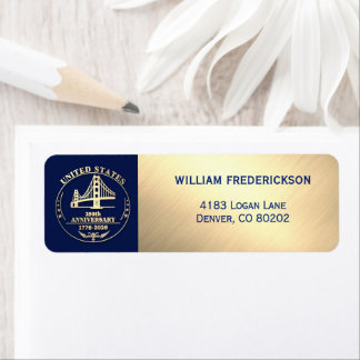 USA 250th Anniversary Golden Gate design return ラベル