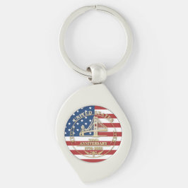 USA 250th Anniversary Golden Gate Patriotic Flag  キーホルダー