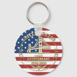 USA 250th Anniversary Golden Gate Patriotic Flag  キーホルダー