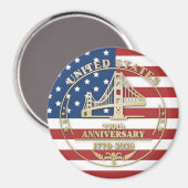USA 250th Anniversary Golden Gate Patriotic Flag マグネット (正面/裏面)