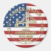 USA 250th Anniversary Golden Gate Patriotic Flag マグネット (正面)