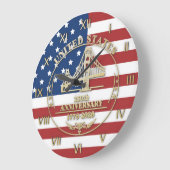 USA 250th Anniversary Golden Gate Patriotic Flag ラージ壁時計 (傾斜)