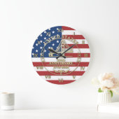 USA 250th Anniversary Golden Gate Patriotic Flag ラージ壁時計 (ホーム)