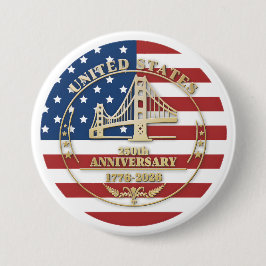 USA 250th Anniversary Golden Gate Patriotic Flag  缶バッジ