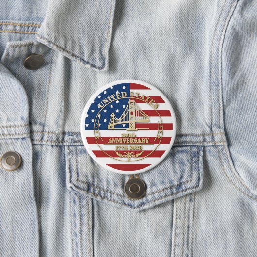 USA 250th Anniversary Golden Gate Patriotic Flag  缶バッジ (インサイチュ)