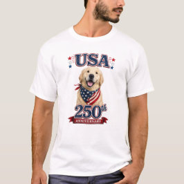 USA 250th Anniversary Golden Retriever T Shirt Tシャツ