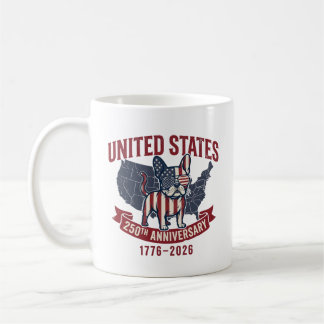 USA 250th Anniversary  Patriotic Dog American Flag コーヒーマグカップ