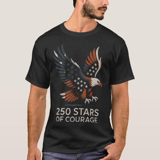 USA 250th Anniversary Patriotic Eagle Vintage Flag Tシャツ (正面)