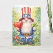 USA 250th Anniversary Patriotic Gnome Heart Shamro カード (裏面)