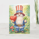 USA 250th Anniversary Patriotic Gnome Heart Shamro カード (正面)