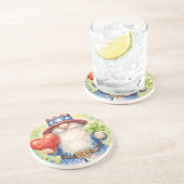 USA 250th Anniversary Patriotic Gnome Heart Shamro コースター (側面)