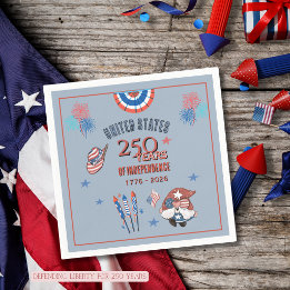 USA 250th Anniversary Patriotic Gnome Paper Napkin スタンダードカクテルナプキン