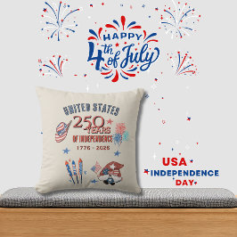 USA 250th Anniversary Patriotic Gnome Throw Pillow クッション