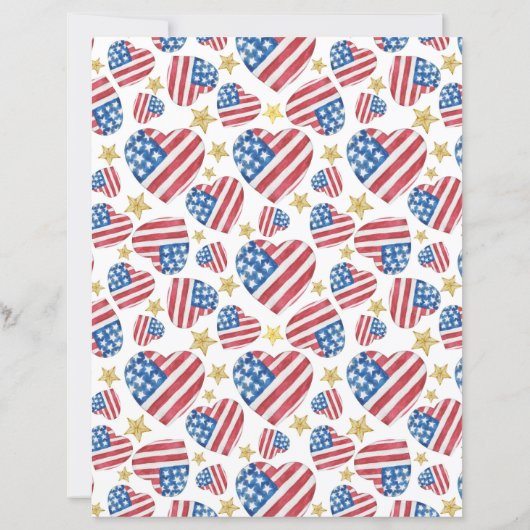 USA 250th Anniversary Retro Hearts Scrapbook Paper (裏面)