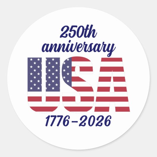 USA 250th Anniversary Semiquincentennial 1776–2026 ラウンドシール (正面)