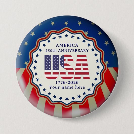 USA 250th Anniversary Semiquincentennial 1776–2026 缶バッジ (正面)