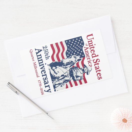 USA 250th Anniversary Semiquincentennial 1776-2026 長方形シール (封筒)