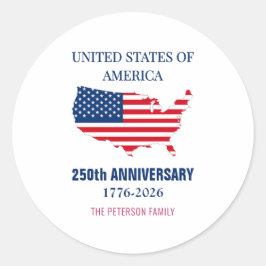 USA 250th Anniversary Semiquincentennial Patriotic ラウンドシール