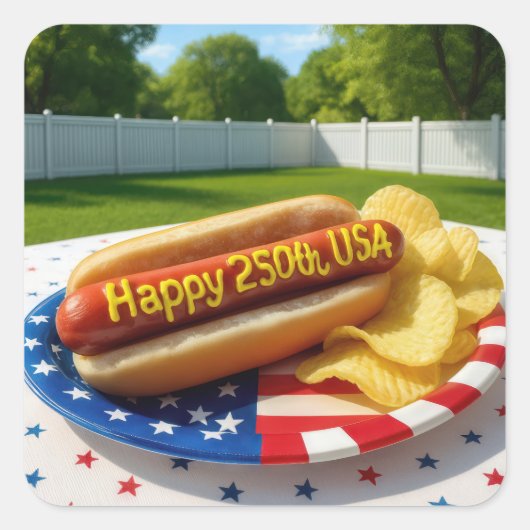 USA 250th Birthday Hot Dog スクエアシール (正面)