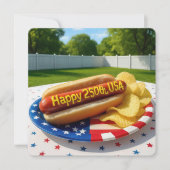 USA 250th Birthday Party Hot Dog 招待状 (正面)