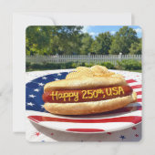 USA 250th Birthday Party Hot Dog 招待状 (正面)