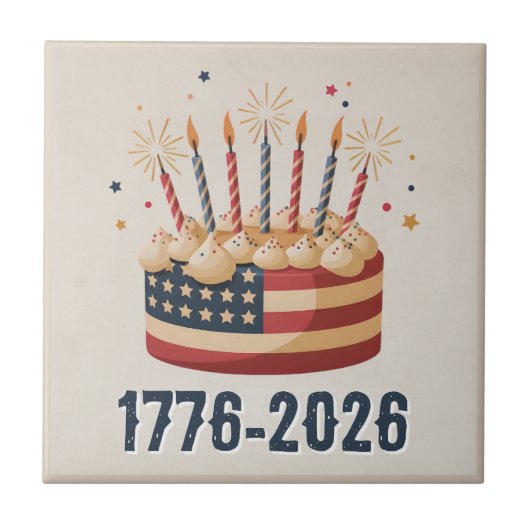 USA 250th Flag Cake Keepsake 1776–2026 タイル (正面)