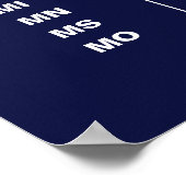 USA 50 States Vertical Minimalist Navy Blue Poster ポスター (角)