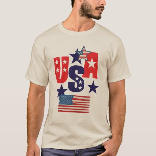 USA 5 Star Patriotic Design – American Pride Gift  Tシャツ (正面)