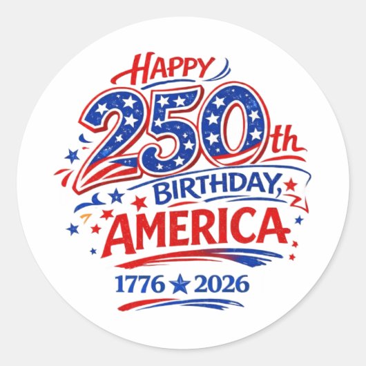 USA America 250th Anniversary Patriotic ラウンドシール (正面)