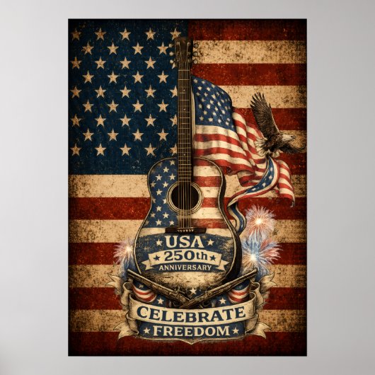 USA America 250th Anniversary Vintage Patriotic ポスター (正面)