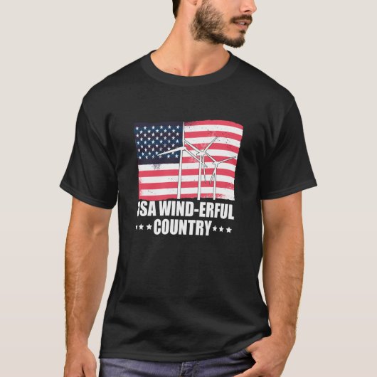 USA America Flag USA Wind erful Country Tシャツ (正面)