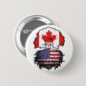 USA American Canadian Canada Tree Roots Flag 缶バッジ (正面&裏面)