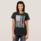 USA American Flag Autism Awareness Autistic Child  Tシャツ (正面フル)