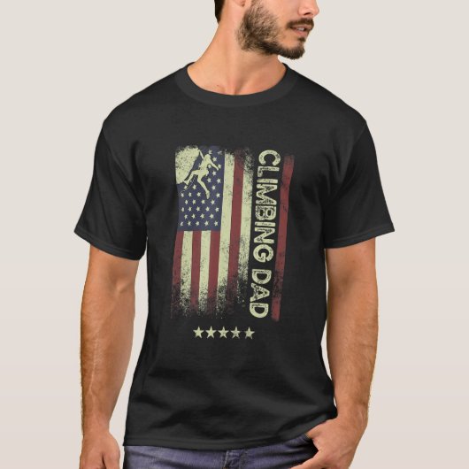 USA American Flag  Climbing Dad 1 Tシャツ (正面)