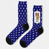 USA American Flag Golden Retriever Dog Patriotic ソックス (左)