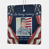USA American Flag In Loving Memory Photo Memorial セラミックオーナメント (左)
